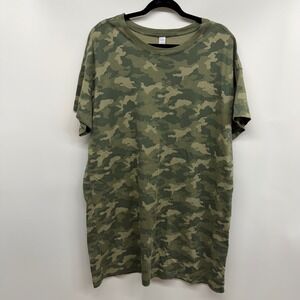 Old Navy Womens Olive Camo Cotton T-shirt Shift Mini Dress XL Tunic Spring Fun